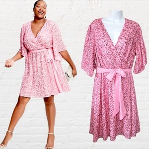 Elegant Pink Wrap Dress